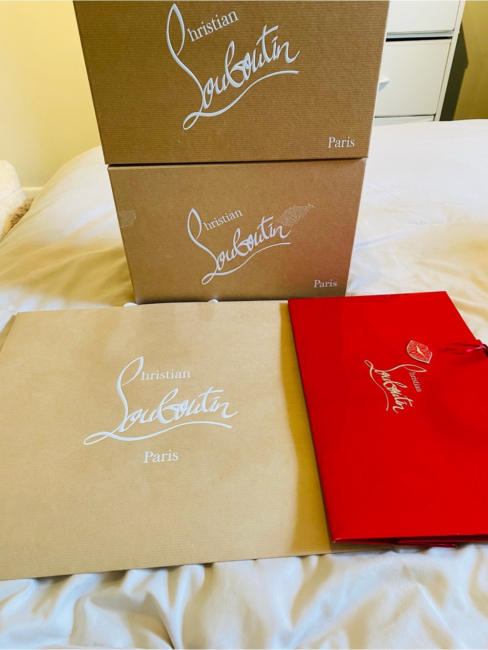 🛍️Christian Louboutin Authentic Red & Tan Branded Packaging Set